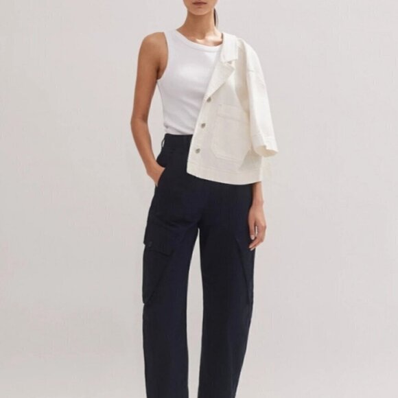 ME+EM Pants - ME+EM - Cotton Engineered Leg Pant - Color Navy - Size US 8